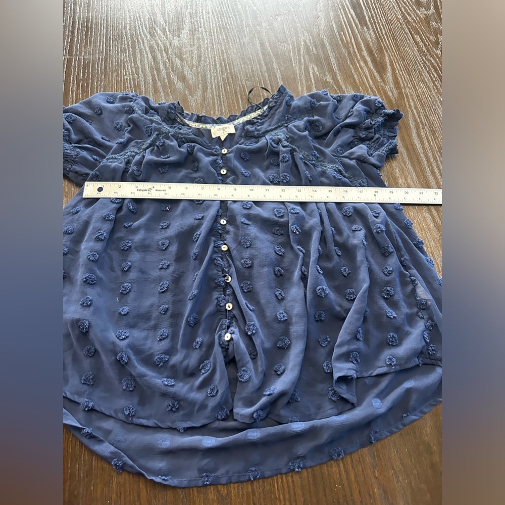 Umgee blouse navy coastal nautical boho chic lightweight preppy - Picture 10 of 10